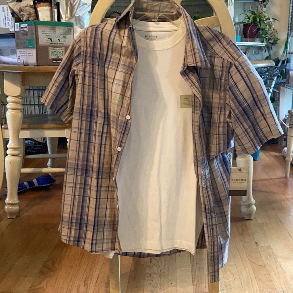 Sonoma 2 shirt combo - NEW - small - grey / blue woven